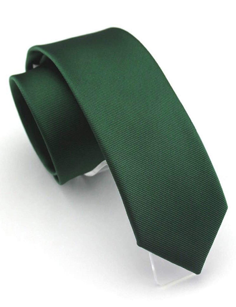 JEMYGINS 2.4" Green Skinny Tie and Pocket Square with Tie Clip Silk slim Necktie Sets for Men - Image 3